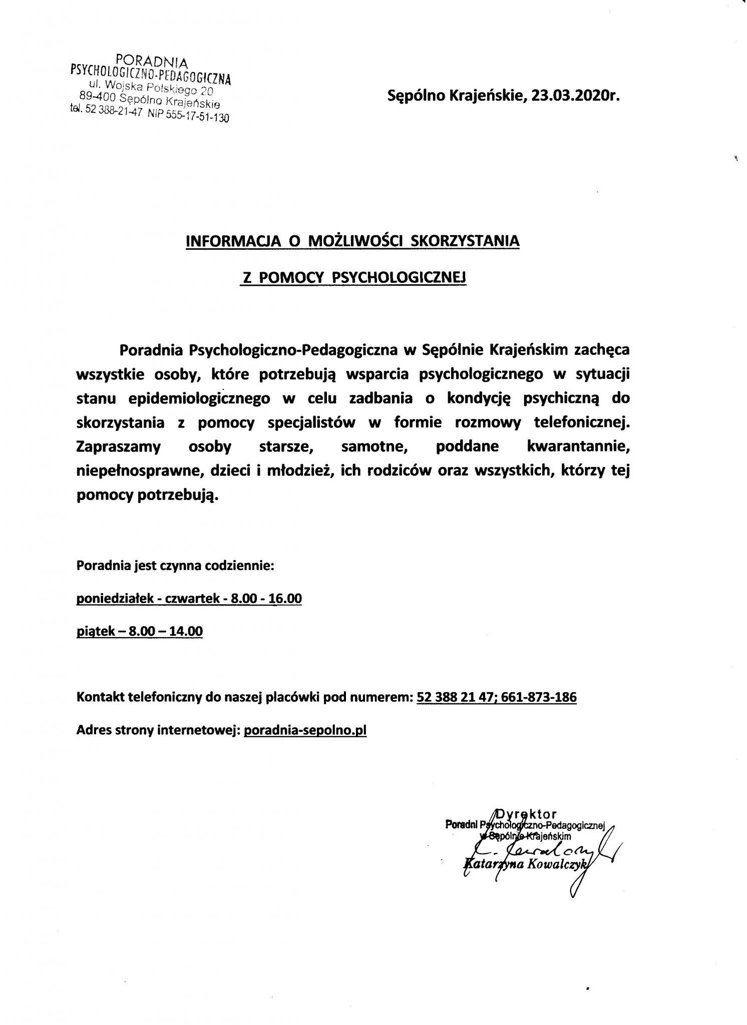 Ocena Efektywności Pomocy Psychologiczno Pedagogicznej 2018 Wzór Informacja o możliwości skorzystania z pomocy psychologicznej w Poradni